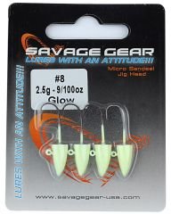 Savage gear LRF Micro sandeel jighead 2g #8 4pcs Glow Suni Yem