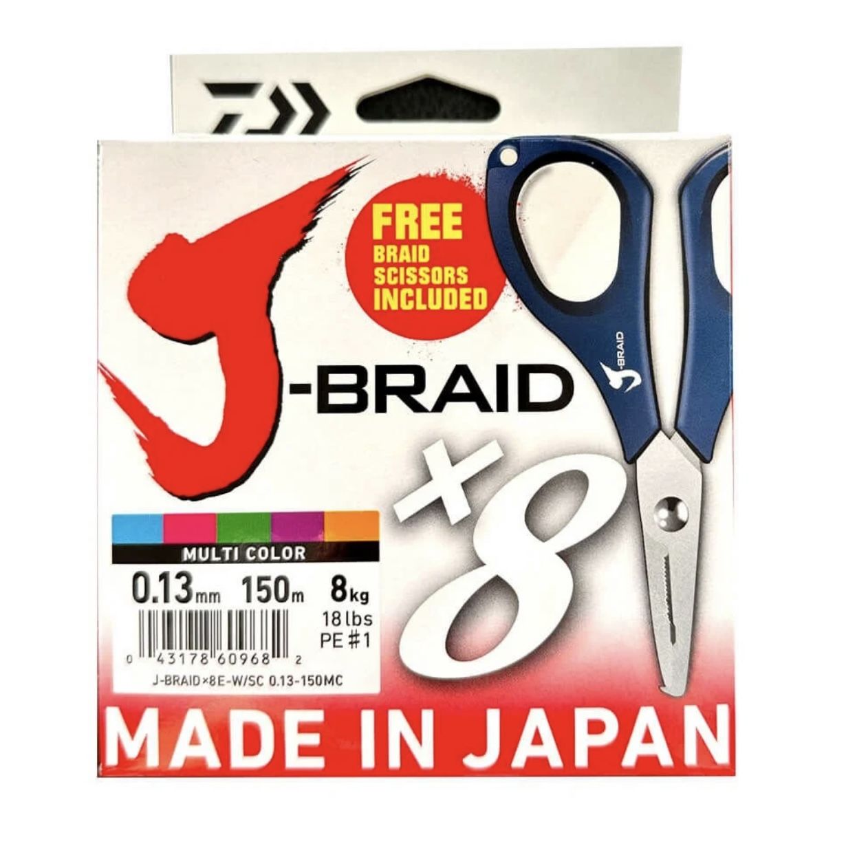 Daiwa J-Braid 8B Multi Color 150m İp Misina (Makas Hediyeli)
