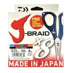 Daiwa J-Braid 8B Multi Color 150m İp Misina (Makas Hediyeli)