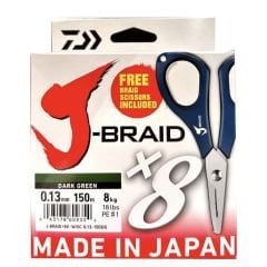 Daiwa J-Braid 8B Koyu Yeşil 150m İp Misina (Makas Hediyeli)