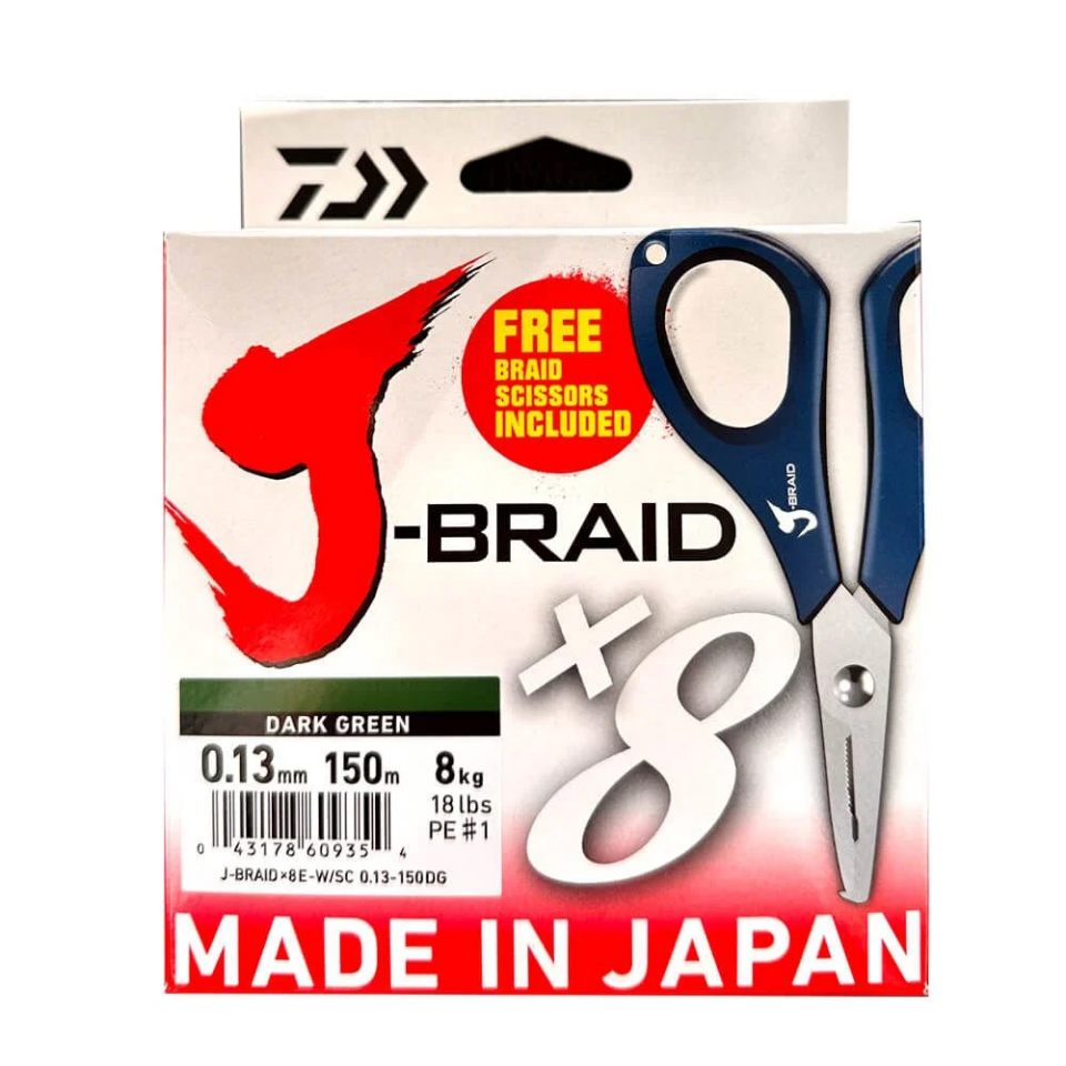 Daiwa J-Braid 8B Koyu Yeşil 150m İp Misina (Makas Hediyeli)